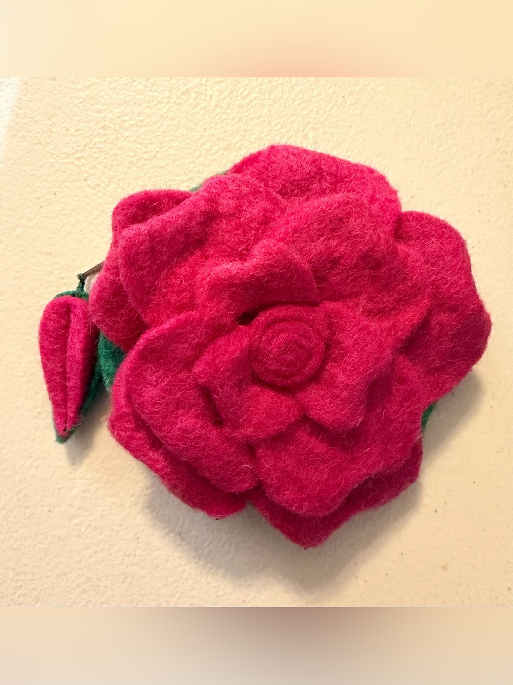 Felt Rose coin Purse- Hot Pink Floral Accessory